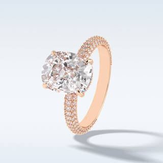 Elegant 3.99 CT Pave & Hidden Halo Engagement Ring Featuring Cushion Moissanite