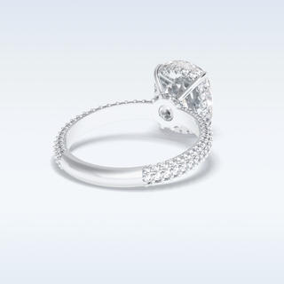 Elegant 3.99 CT Pave & Hidden Halo Engagement Ring Featuring Cushion Moissanite