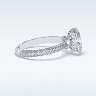 Elegant 3.99 CT Pave & Hidden Halo Engagement Ring Featuring Cushion Moissanite