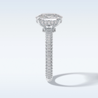 Elegant 3.99 CT Pave & Hidden Halo Engagement Ring Featuring Cushion Moissanite