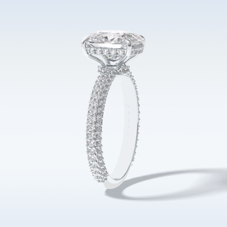 Elegant 3.99 CT Pave & Hidden Halo Engagement Ring Featuring Cushion Moissanite