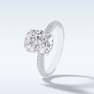 Elegant 3.99 CT Pave & Hidden Halo Engagement Ring Featuring Cushion Moissanite