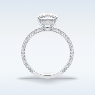 Elegant 3.99 CT Pave & Hidden Halo Engagement Ring Featuring Cushion Moissanite