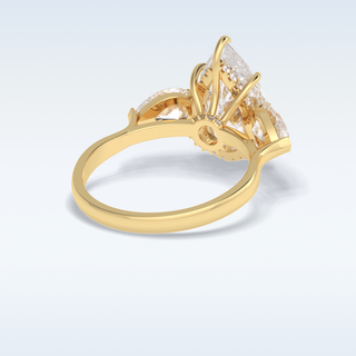 Elegant 1.29 CT Three Stone & Hidden Halo Engagement Ring Featuring Pear Moissanite