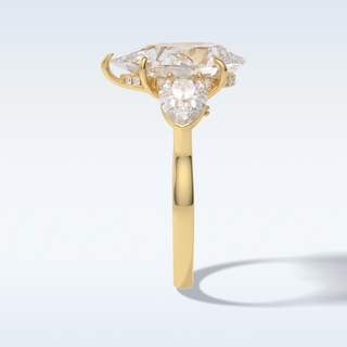 Elegant 1.29 CT Three Stone & Hidden Halo Engagement Ring Featuring Pear Moissanite