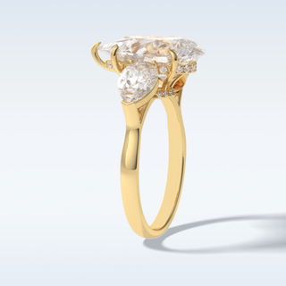 Elegant 1.29 CT Three Stone & Hidden Halo Engagement Ring Featuring Pear Moissanite