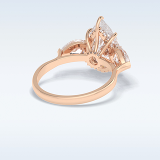 Elegant 1.29 CT Three Stone & Hidden Halo Engagement Ring Featuring Pear Moissanite