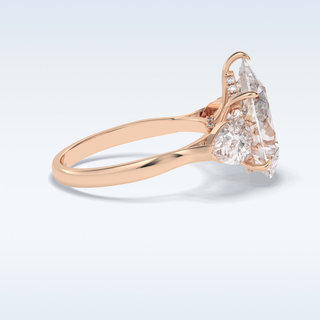 Elegant 1.29 CT Three Stone & Hidden Halo Engagement Ring Featuring Pear Moissanite
