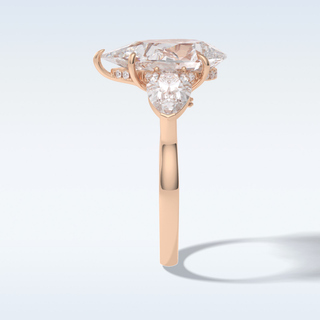Elegant 1.29 CT Three Stone & Hidden Halo Engagement Ring Featuring Pear Moissanite