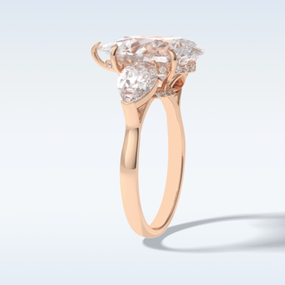 Elegant 1.29 CT Three Stone & Hidden Halo Engagement Ring Featuring Pear Moissanite