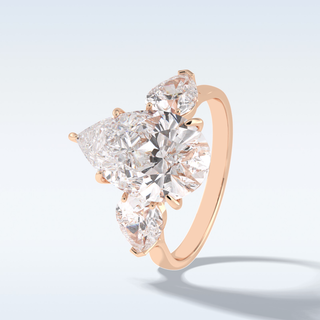 Elegant 1.29 CT Three Stone & Hidden Halo Engagement Ring Featuring Pear Moissanite