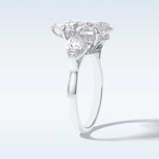 Elegant 1.29 CT Three Stone & Hidden Halo Engagement Ring Featuring Pear Moissanite