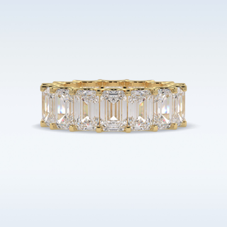 Full Eternity Wedding Band with 9.65 CT Emerald Cut Moissanite