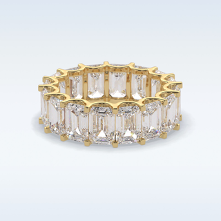 Full Eternity Wedding Band with 9.65 CT Emerald Cut Moissanite