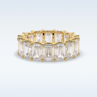 Full Eternity Wedding Band with 9.65 CT Emerald Cut Moissanite