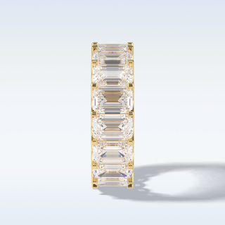 Full Eternity Wedding Band with 9.65 CT Emerald Cut Moissanite
