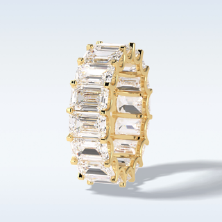 Full Eternity Wedding Band with 9.65 CT Emerald Cut Moissanite
