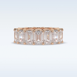 Full Eternity Wedding Band with 9.65 CT Emerald Cut Moissanite