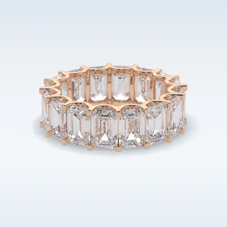 Full Eternity Wedding Band with 9.65 CT Emerald Cut Moissanite