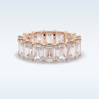 Full Eternity Wedding Band with 9.65 CT Emerald Cut Moissanite