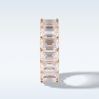 Full Eternity Wedding Band with 9.65 CT Emerald Cut Moissanite