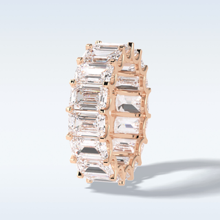 Full Eternity Wedding Band with 9.65 CT Emerald Cut Moissanite