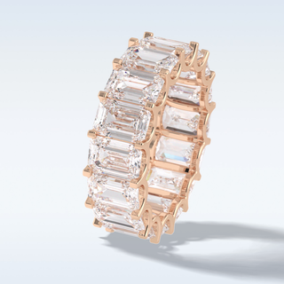 Full Eternity Wedding Band with 9.65 CT Emerald Cut Moissanite