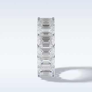 Full Eternity Wedding Band with 9.65 CT Emerald Cut Moissanite