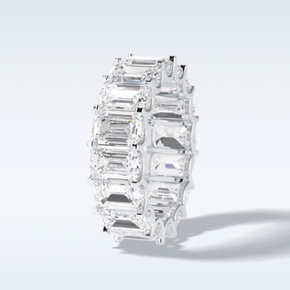 Full Eternity Wedding Band with 9.65 CT Emerald Cut Moissanite