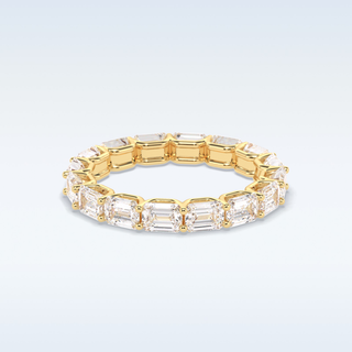 Full Eternity Wedding Band with 3.27 CT Emerald Cut Moissanite