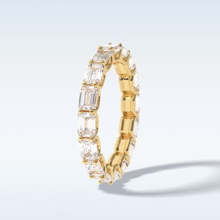 Full Eternity Wedding Band with 3.27 CT Emerald Cut Moissanite