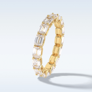 Full Eternity Wedding Band with 3.27 CT Emerald Cut Moissanite