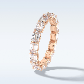 Full Eternity Wedding Band with 3.27 CT Emerald Cut Moissanite
