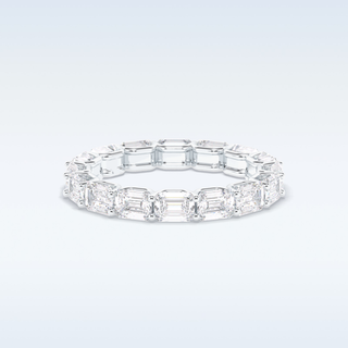 Full Eternity Wedding Band with 3.27 CT Emerald Cut Moissanite