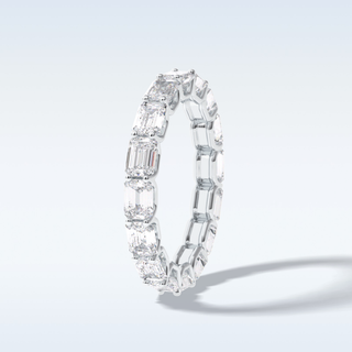 Full Eternity Wedding Band with 3.27 CT Emerald Cut Moissanite