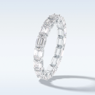 Full Eternity Wedding Band with 3.27 CT Emerald Cut Moissanite