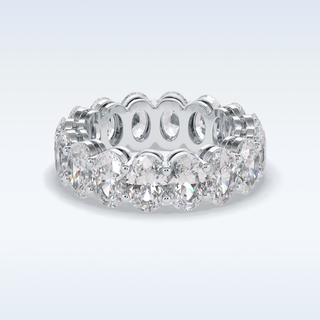 Full Eternity Wedding Band with 7.99 CT Oval Cut Moissanite