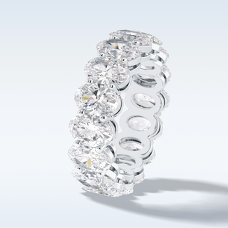 Full Eternity Wedding Band with 7.99 CT Oval Cut Moissanite