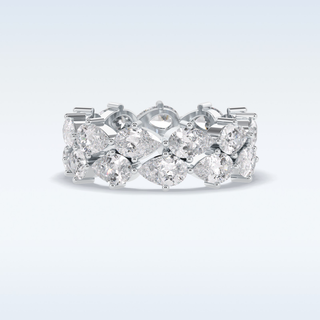 Full Eternity Wedding Band with 4.48 CT Pear Cut Moissanite