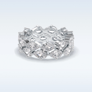 Full Eternity Wedding Band with 4.48 CT Pear Cut Moissanite