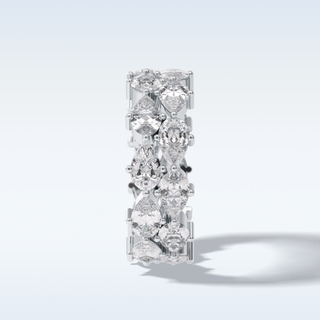 Full Eternity Wedding Band with 4.48 CT Pear Cut Moissanite