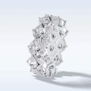 Full Eternity Wedding Band with 4.48 CT Pear Cut Moissanite