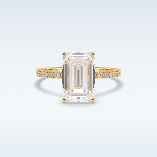 Elegant 3.06 CT Pave & Hidden Halo Engagement Ring Featuring Emerald Moissanite