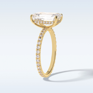 Elegant 3.06 CT Pave & Hidden Halo Engagement Ring Featuring Emerald Moissanite