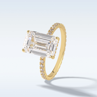 Elegant 3.06 CT Pave & Hidden Halo Engagement Ring Featuring Emerald Moissanite