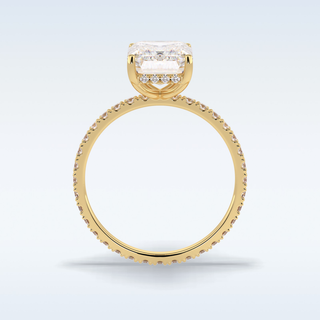 Elegant 3.06 CT Pave & Hidden Halo Engagement Ring Featuring Emerald Moissanite