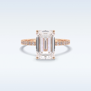 Elegant 3.06 CT Pave & Hidden Halo Engagement Ring Featuring Emerald Moissanite