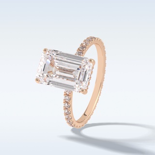 Elegant 3.06 CT Pave & Hidden Halo Engagement Ring Featuring Emerald Moissanite