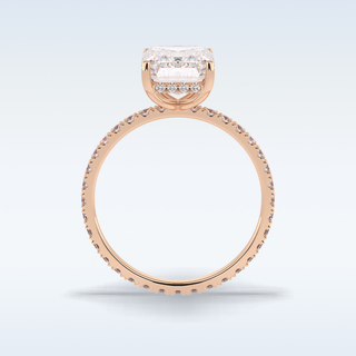 Elegant 3.06 CT Pave & Hidden Halo Engagement Ring Featuring Emerald Moissanite