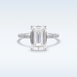 Elegant 3.06 CT Pave & Hidden Halo Engagement Ring Featuring Emerald Moissanite